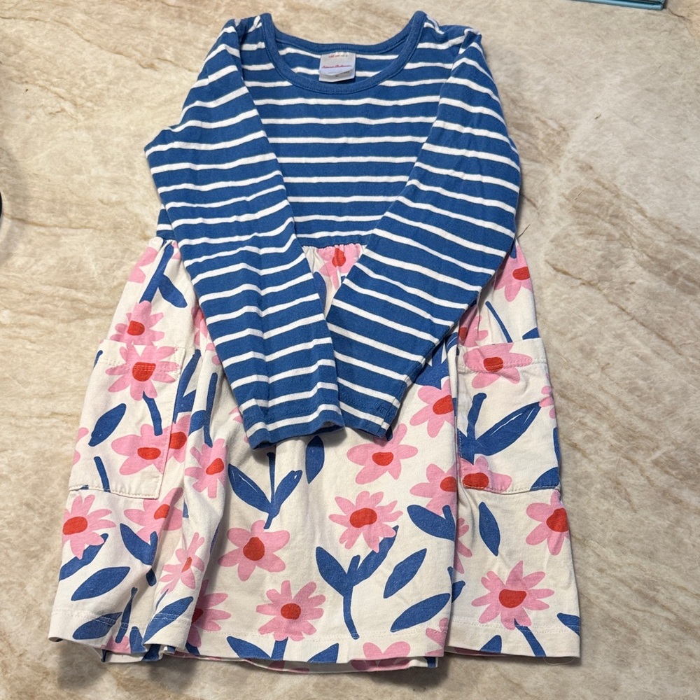 Hanna Andersson Blue and Pink Striped Floral Dress